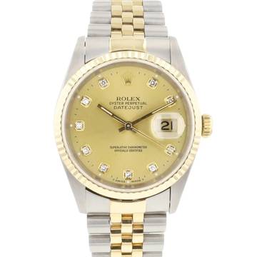  Rolex Datejust 36 Steel Gold Jubilee Fluted Champagne Diamond Dial </h1> 