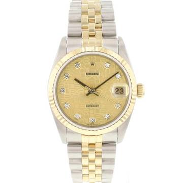  Rolex Datejust 31 31MM Steel Gold Jubilee Fluted Diamond Logo Dial </h1> 
