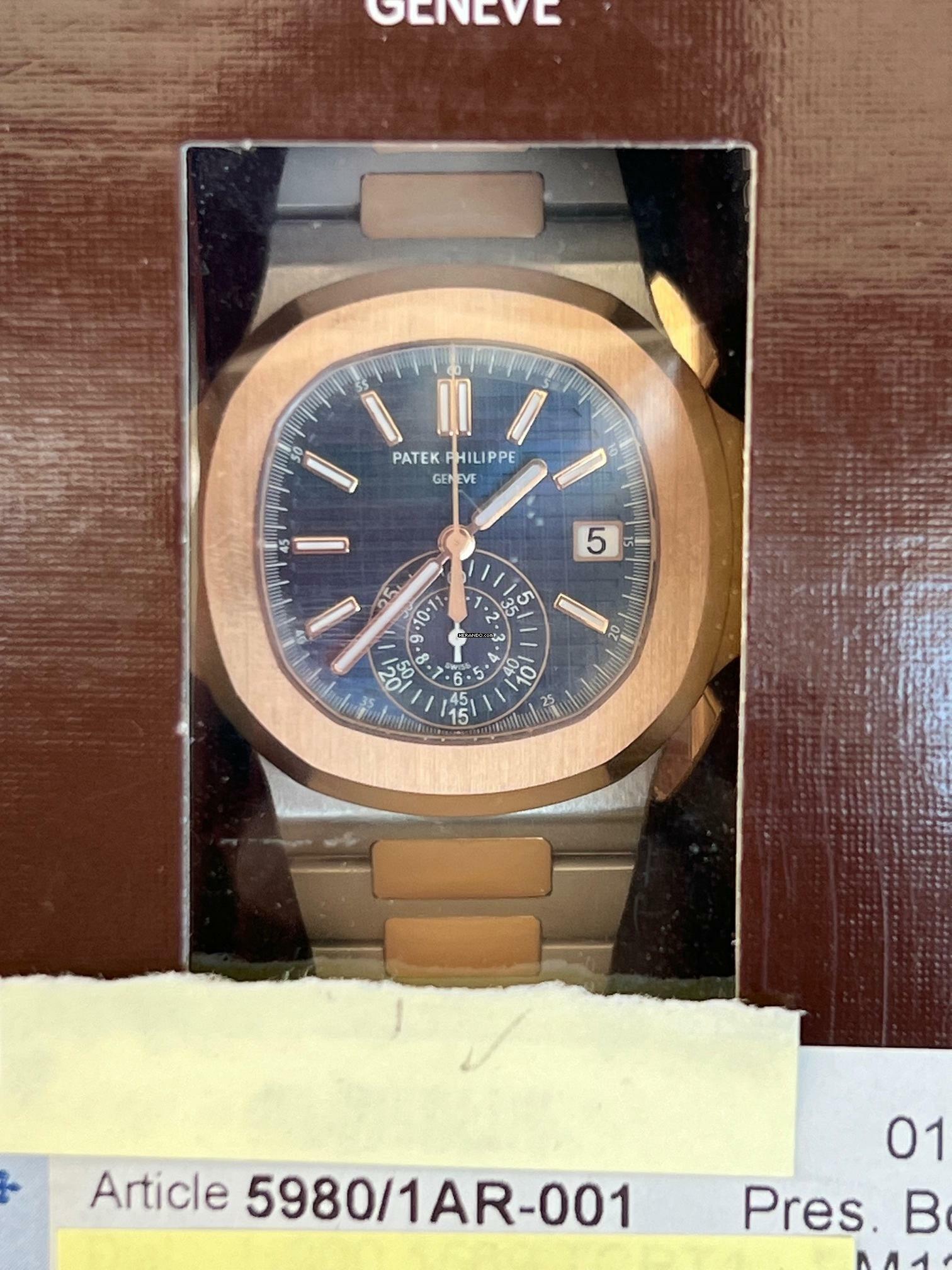 Patek Philippe Nautilus Blue Ref Nr 5980/1AR-001-Single Sealed-Deutsch-Anonym-08/2021 Sofort