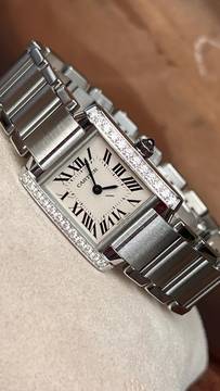  Cartier Tank Française factory diamonds excellent condition / box + papers </h1> 