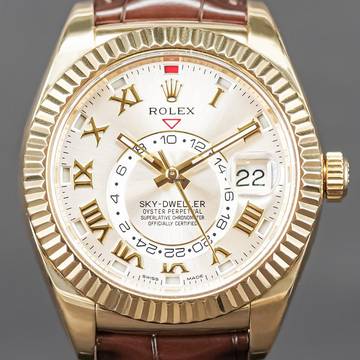  Rolex Sky-Dweller Silver Roman Dial Gelbgold 2015 LC EU 