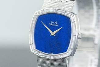 Thumbnail von Piaget very rare TV Screen | 12427 A 4 | Clous De Paris | Lapis Lazuli dial | white gold </h1>