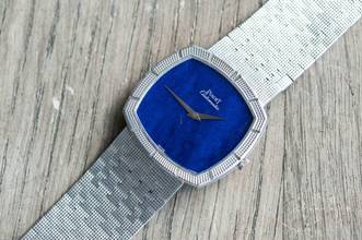 Thumbnail von Piaget very rare TV Screen | 12427 A 4 | Clous De Paris | Lapis Lazuli dial | white gold </h1>