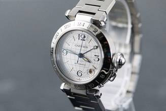 Thumbnail von Cartier Pasha C GMT Meridian | 2377 - W31029M7 | Automatic | Steel | with Box </h1>
