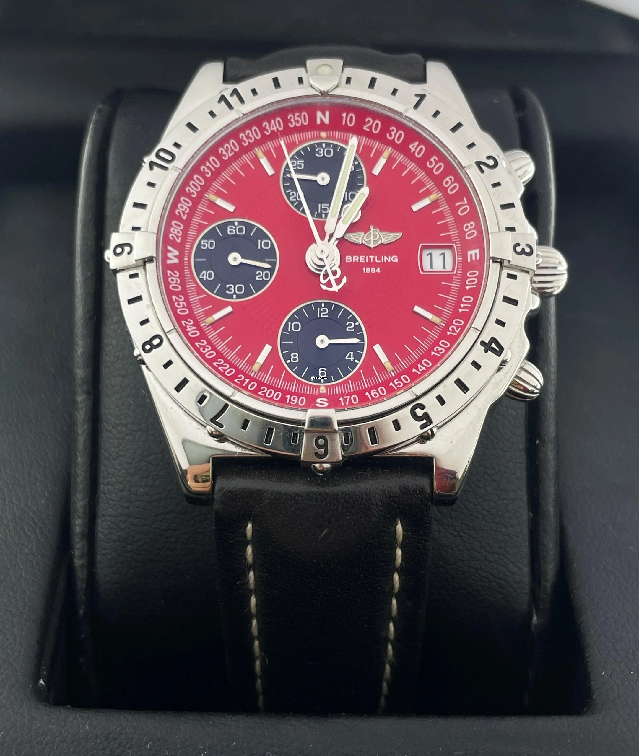 Breitling Chronomat Longitude Red Dial Serviced 06/2025 with Box and Papers like new