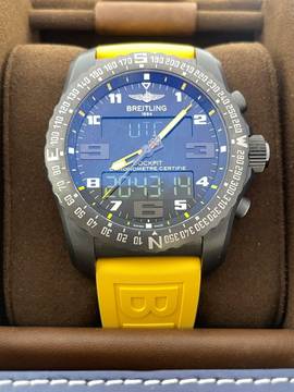  Breitling Cockpit B50 Night Mission YELLOW RUBBER STRAP with Box & Papers Top condition </h1> 