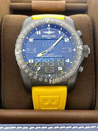  Breitling Cockpit B50 Night Mission YELLOW RUBBER STRAP with Box & Papers Top condition </h1> 