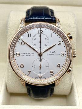  IWC Portugieser Chronograph Rosegold 18Kt. TOP CONDITION factory diamonds setting 
