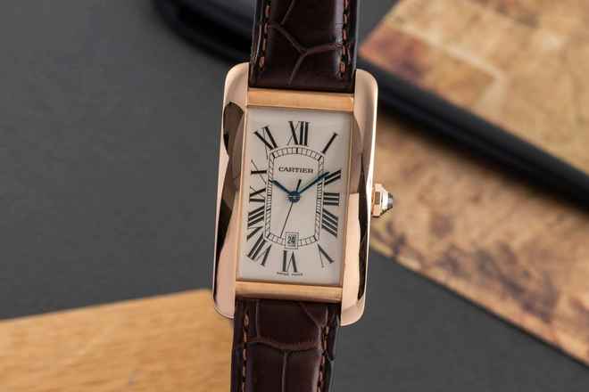  Cartier Tank Américaine 18k (0,750) Gold Automatik Herrenuhr Ref. W2609156  