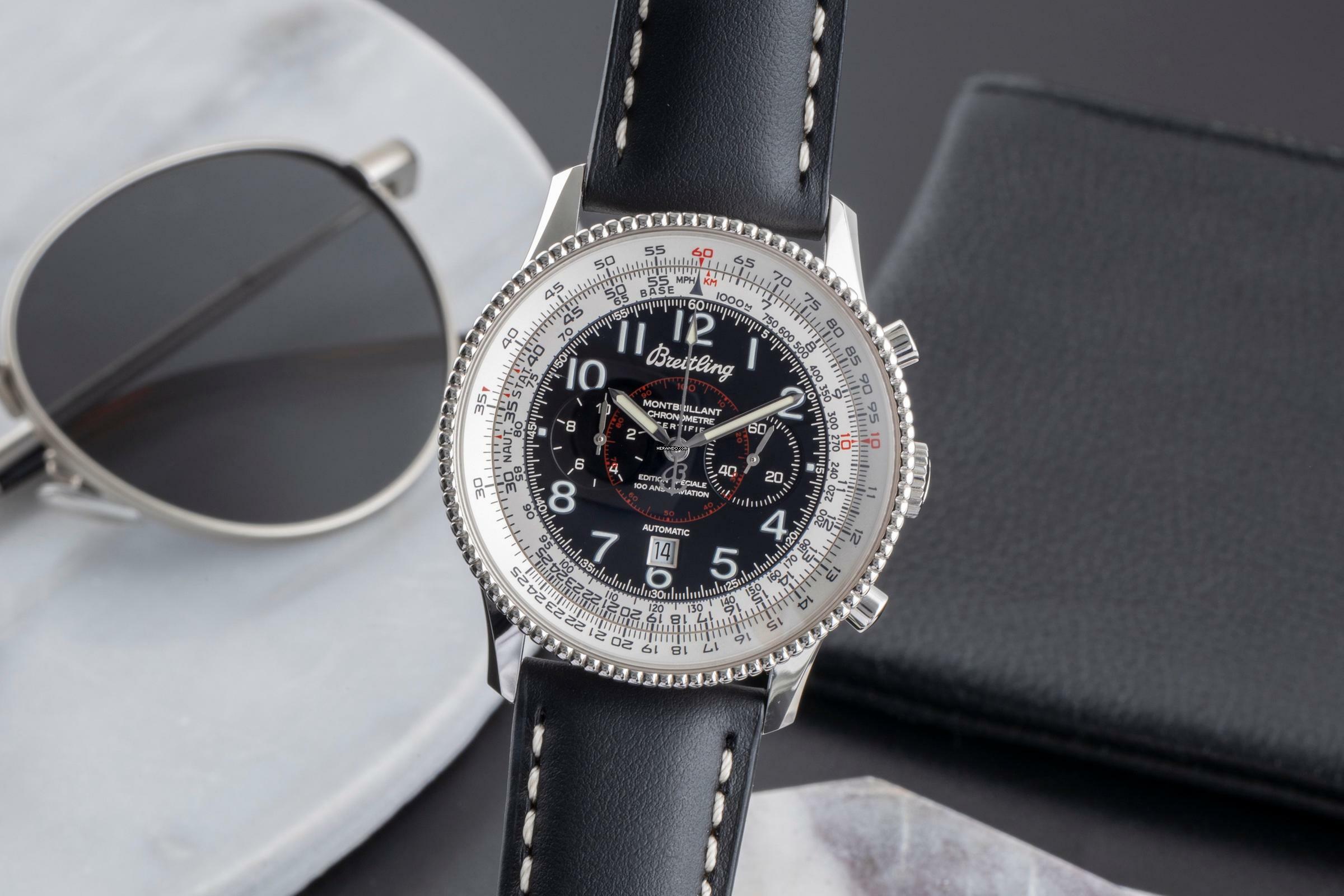 Breitling Montbrillant Navitimer Montbrillant Chronograph Limitiert 18K Weissgold Ref J35330