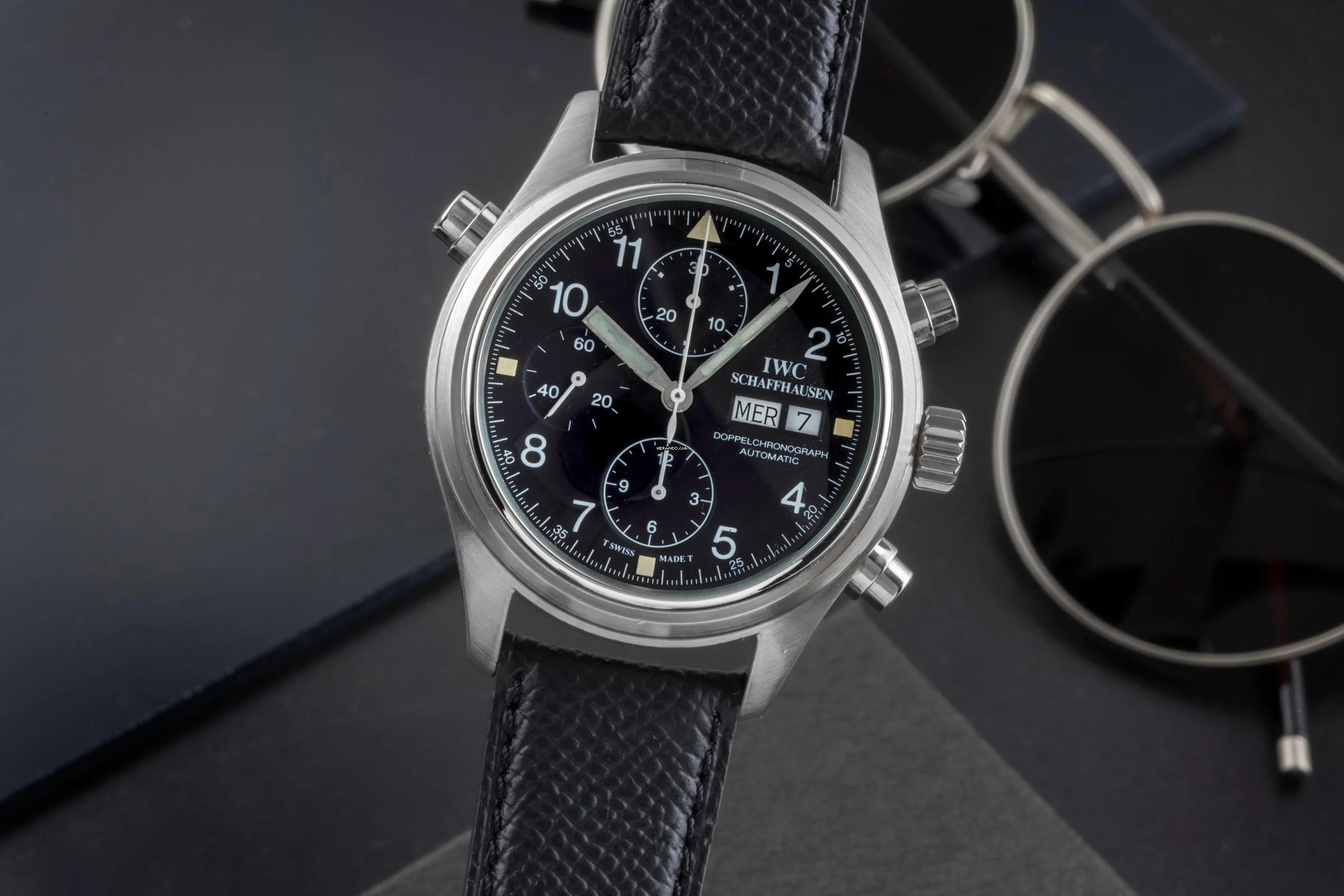 IWC Fliegeruhr Doppelchronograph Edelstahl Black Dial Automatik Herrenuhr Ref. IW371302