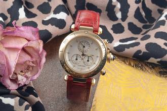 Thumbnail von Cartier Pasha 18K (0,750) Gold Chronograph Datum Damenuhr Ref. W3012051