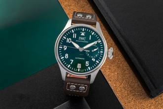 Thumbnail von IWC Große Fliegeruhr Big Pilot Stahl Automatik Green Dial Herrenuhr Ref. IW501015 NP. 13900 