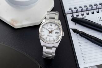 Thumbnail von Rolex Oyster Perpetual Date 34 Silver Dial Stahl Weissgold Automatik Herrenuhr Ref 115234 Z-Serie