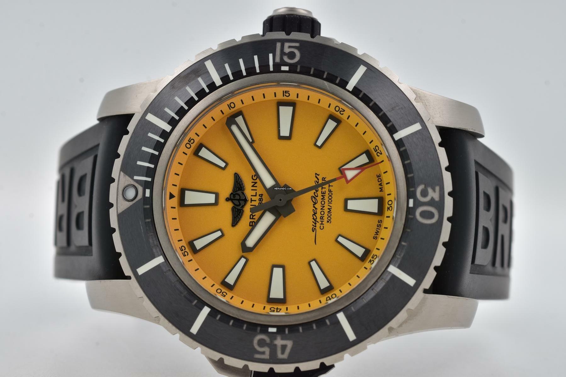 Breitling Superocean 48 Yellow Dial E17369241I1S1 Titanium
