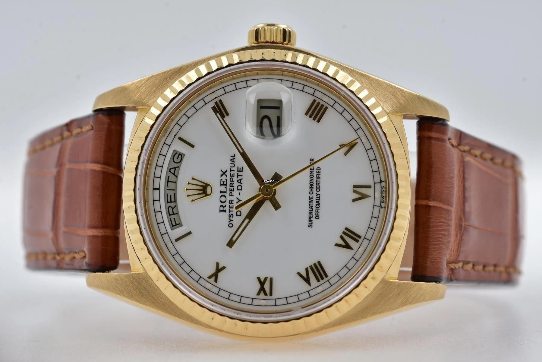 Rolex Day-Date 36 Oyster Perpetual Day Date 18k Yellow Gold Porcelain Dial 18038 </h1>