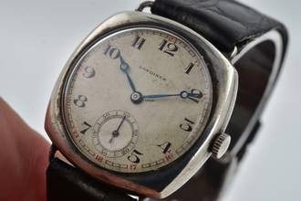 Thumbnail von Longines Vintage Manual Wind WWI Patina 925 Silver </h1>