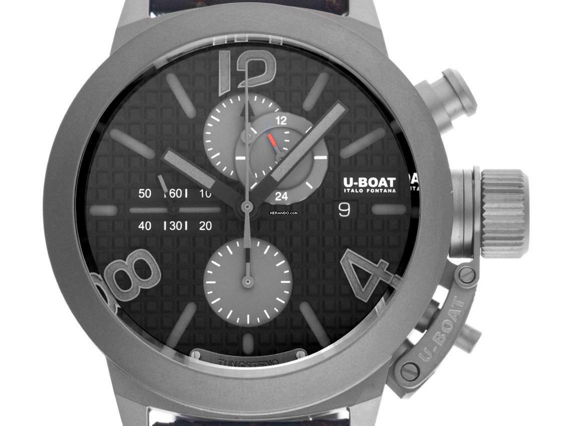 U-Boat Classico 45 Titanium Tungsten Black Right Hook Ref.3005 Full Set Neu