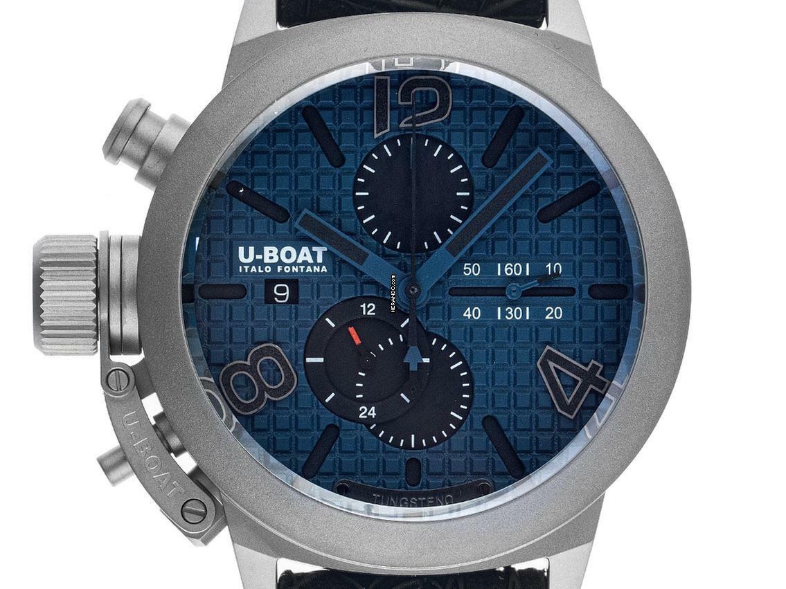 U-Boat Classico 45 Titanium Tungsten Blue Ref.3003 Full Set Neu