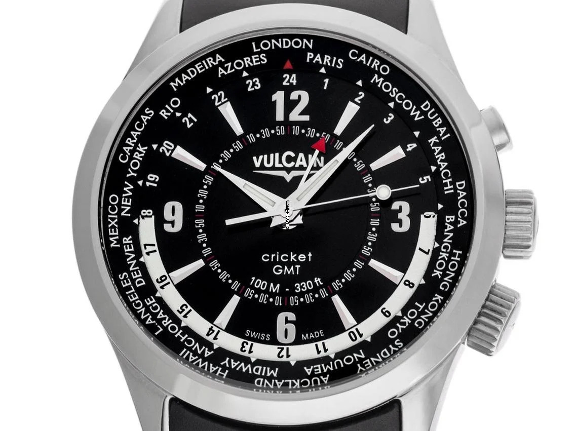 Vulcain Aviator Cricket GMT Ref.100108.028 2012 Box&Beschreibung wie Neu Vintage </h1>
