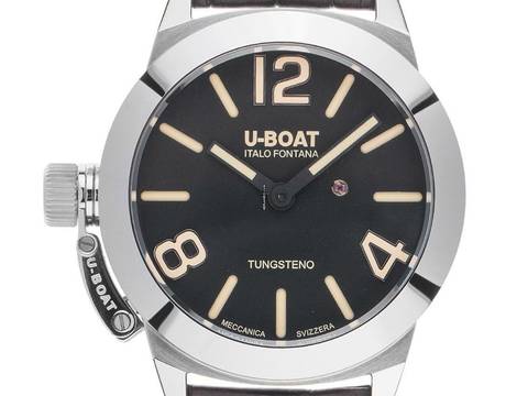  U-Boat Classico Italo Fontana Classico Stratos 40BK Stahl Handaufzug Armband Leder 40mm Ref.9002 Box&Pap. Full Set Neu 