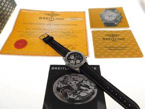 Thumbnail von Breitling Chronomat Evolution 44 mm mit schwarzem Zifferblatt im Full Set Top Zustand </h1>