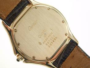 Thumbnail von Cartier Cougar Panthere Cougar 18 Karat Gelbgold XL mit Datum im Traum Zustand am Eidechsband