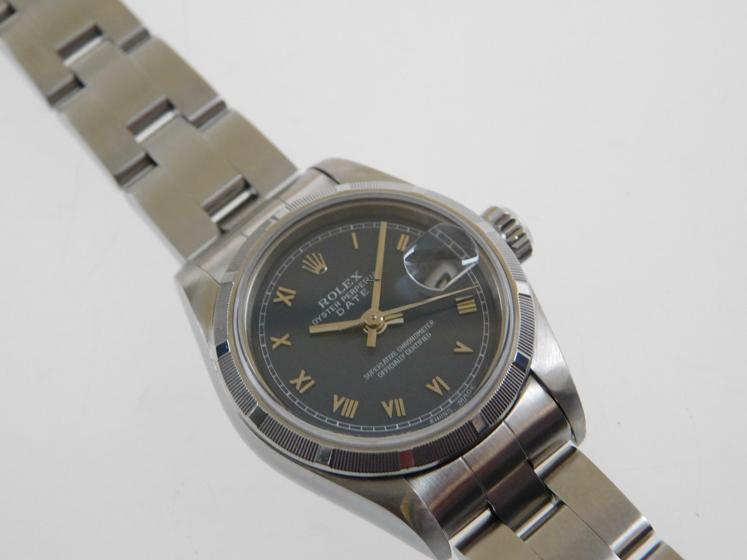 Rolex Oyster Perpetual Lady Date 26 mm blau - römisch Saphirglas Schnellschaltung von 1997 </h1>