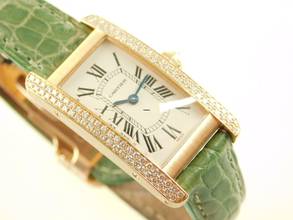 Thumbnail von Cartier Tank Américaine 18 Kt Gelbgold Tank Américaine mit original Brillantbesatz & Faltschließe Tresoruhr Full S </h1>