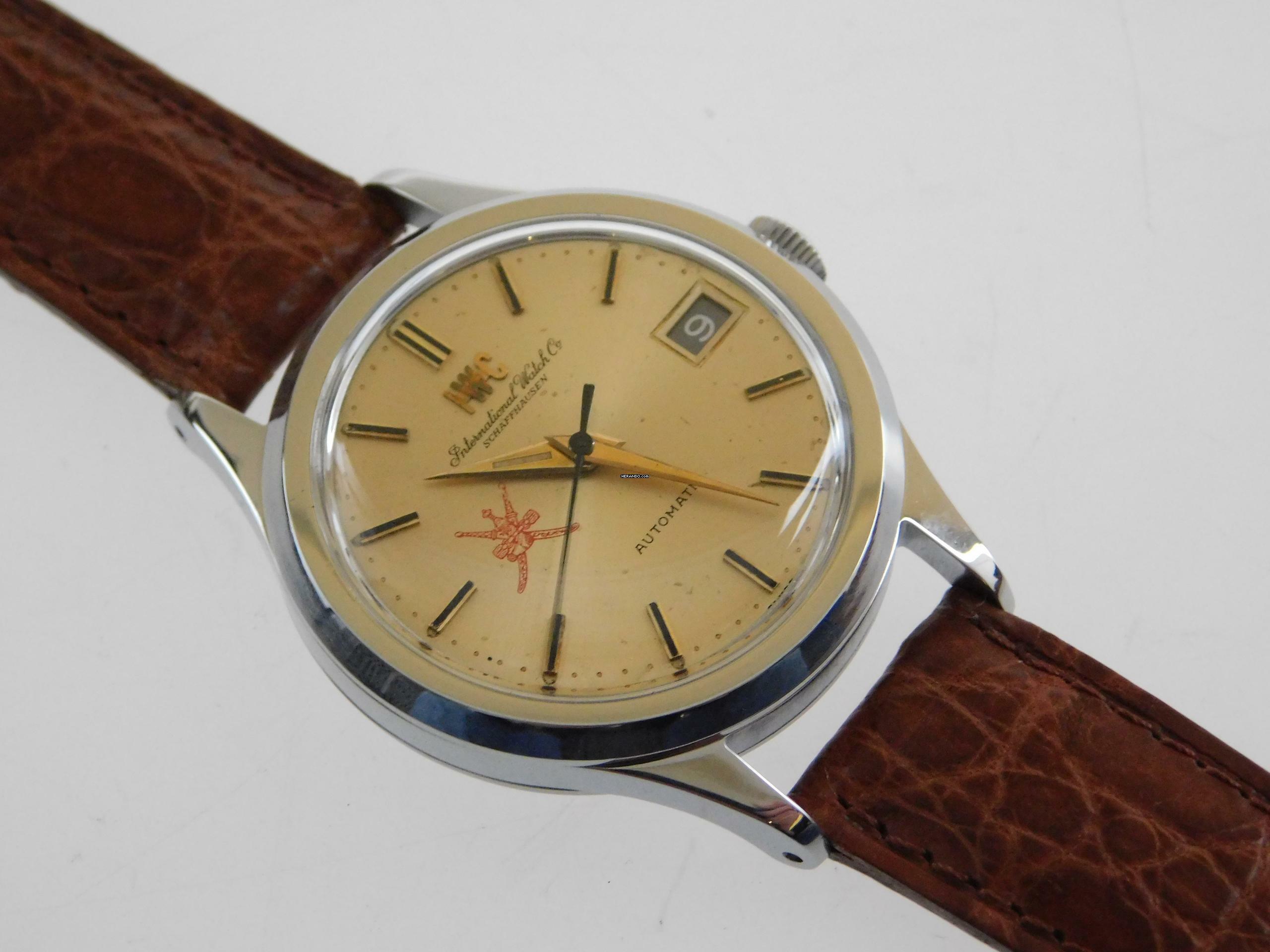 IWC Herrenuhr Stahl 34 mm Automatik Oman Dial Datum Cal 8541B Rarität