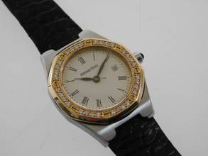 Thumbnail von Audemars Piguet Royal Oak Medium mit original Brillantbesatz Stahl Gold Datum 28 mm Faltschließe </h1>