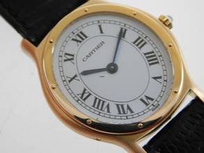 Thumbnail von Cartier 18 Karat Gelbgold Acarde mit original Paris Blatt Medium Handaufzug 27 x 34 mm </h1>