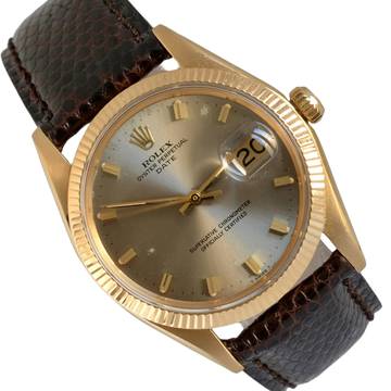  Rolex Oyster Perpetual Date 1503 dove grey dial yellow gold 18KT 1969's  