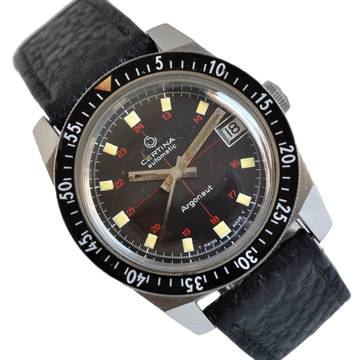  Certina Argonaut 5801-122 Diver black Crosshair tritium dial 1970’s </h1> 