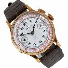 Thumbnail von Zenith Chronograph mono pusher porcelain dial yellow gold 18KT 1930’s </h1>