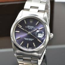 Thumbnail von Rolex Oyster Perpetual Date 15000 blue purple dial Full Set 1981’s </h1>