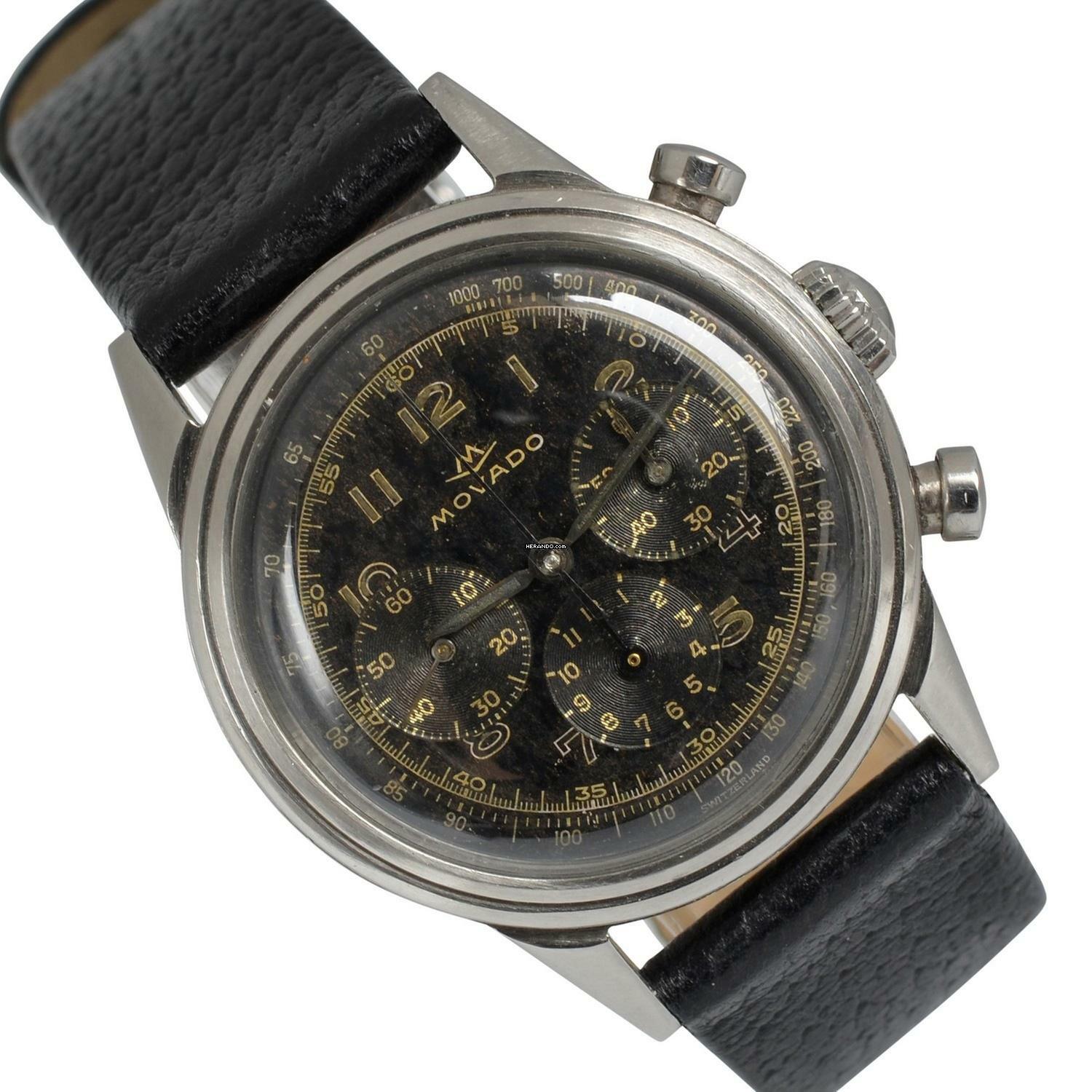 Movado Chronograph Sub Sea caliber M95 Tropical black dial 1950’s </h1>