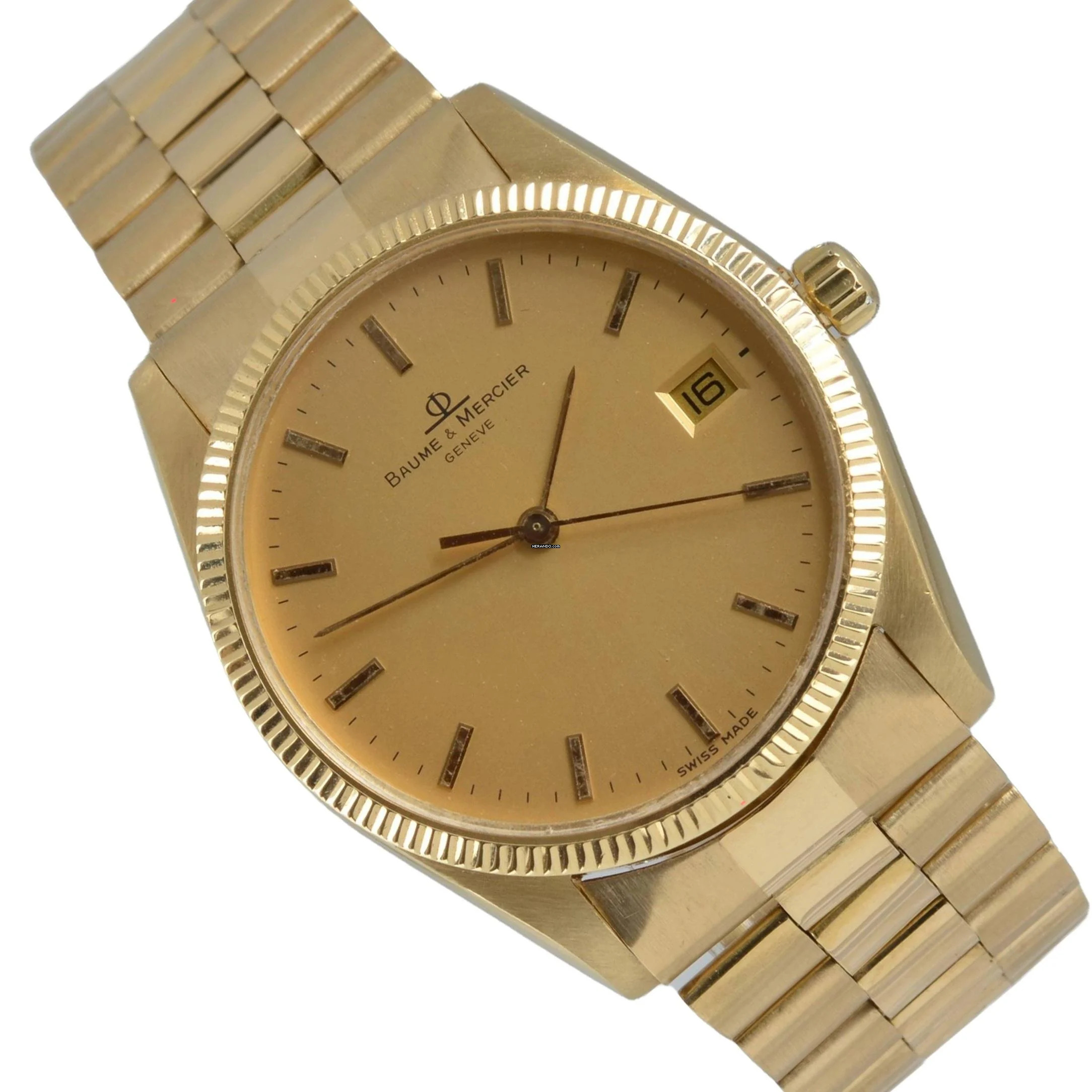 Baume & Mercier Riviera Classique Date 34MM champagne dial yellow gold 18KT TOP Condition 1985’s