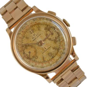  Rolex Chronograph 2508 Antimagnetic champagne dial rose gold 18KT 1938's  