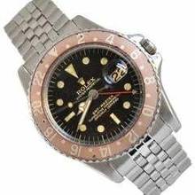 Thumbnail von Rolex GMT-Master 1675 Cornino Underline gilt dial pink bezel 1964’s </h1>