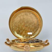 Thumbnail von Longines Chronograph Grands Prix Monopusher Porcelain dial gold 18KT 1930's </h1>