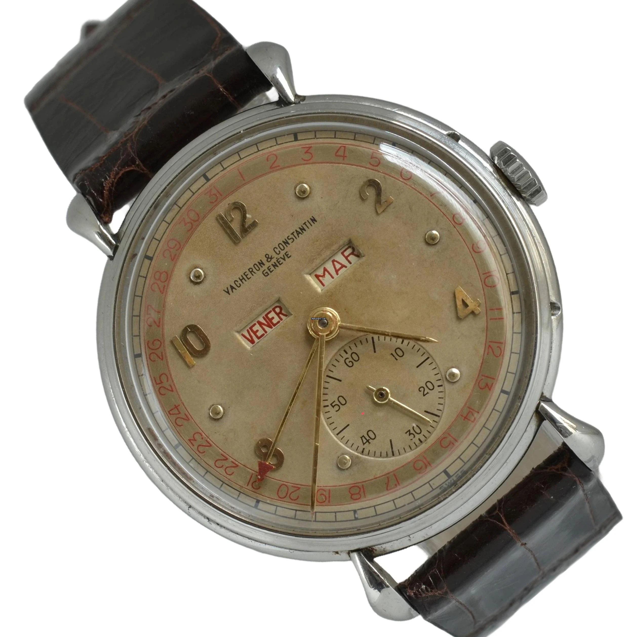 Vacheron Constantin Historiques Triple Calendar 4241 steel grenè Ivory dial very rare 1943’s </h1>