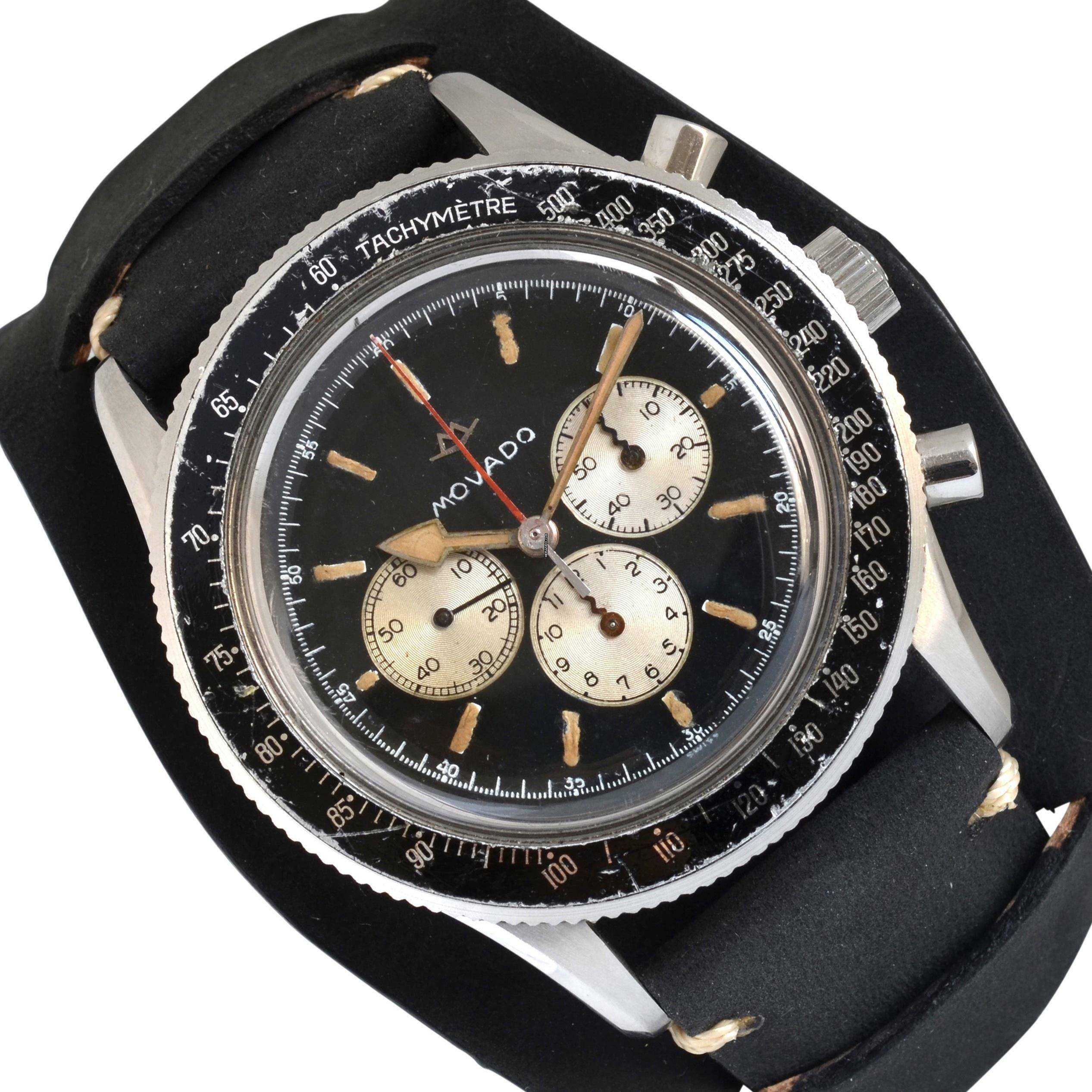 Movado Chronograph Super Sub Sea caliber M95 black dial 1960’s