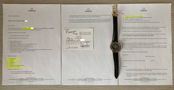 Thumbnail von Omega Speedmaster Professional Moonwatch 27 CHRO C12 Anniversary yellow gold 18KT 1994's Full Set