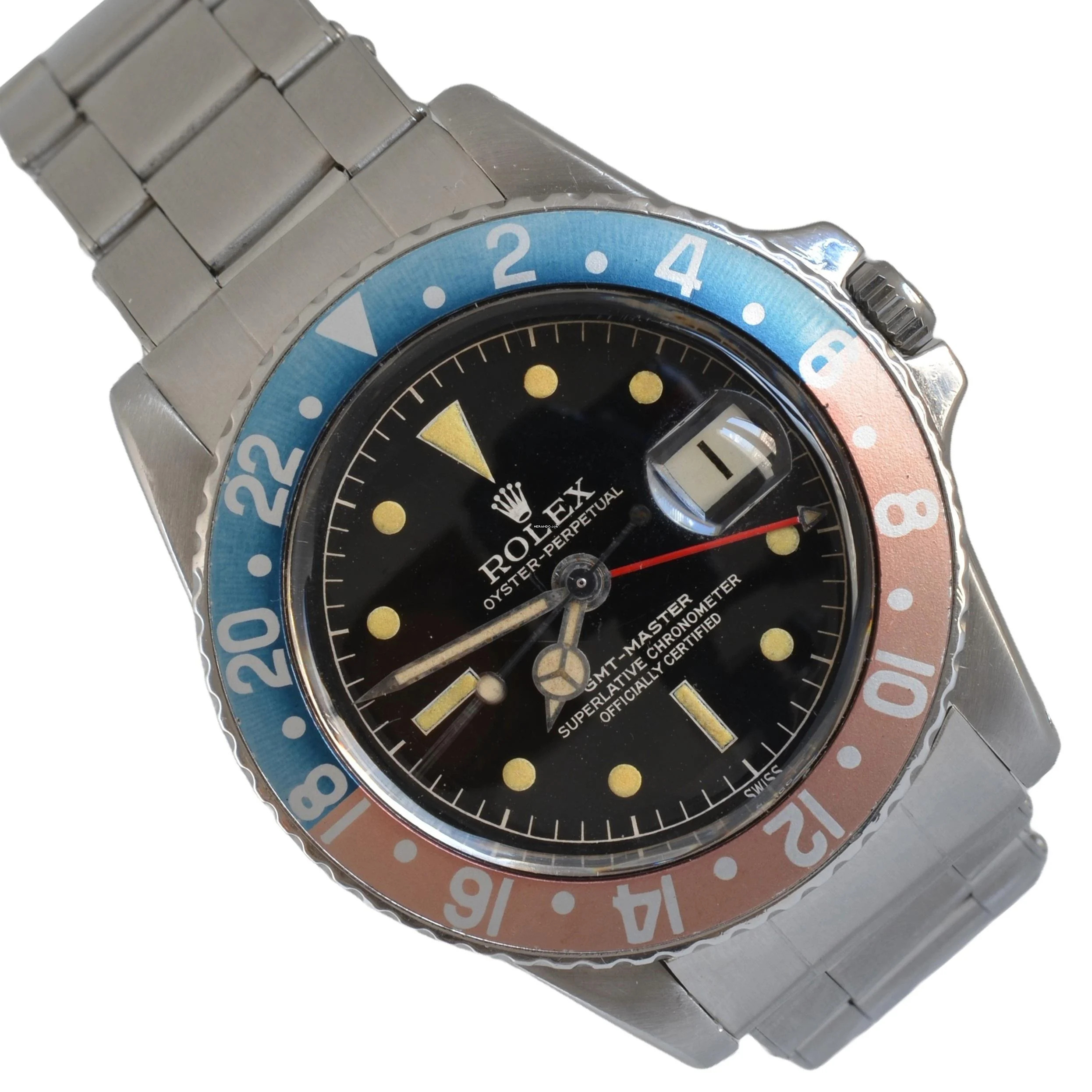 Rolex GMT-Master 1675 Cornino glossy silver dial 1962's </h1>