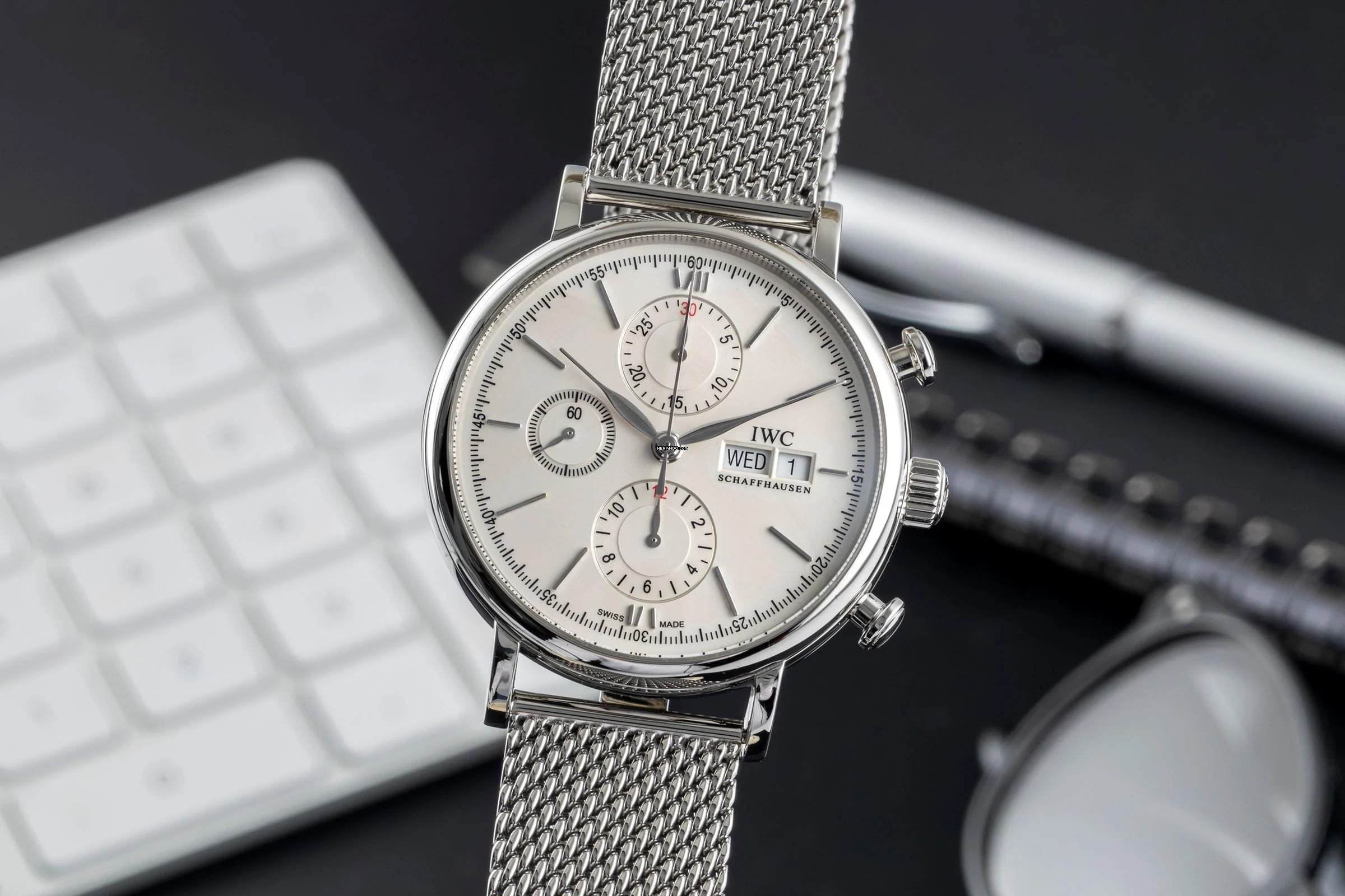 IWC Portofino Chronograph Edelstahl Automatik Herren Ref. IW391009 Papiere 2020