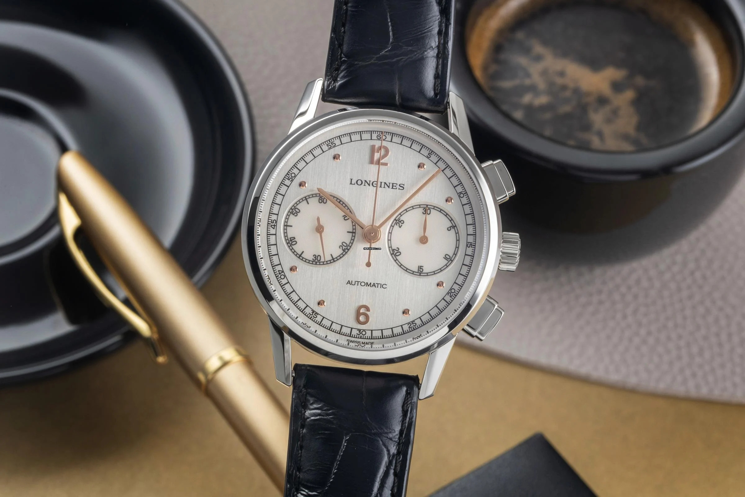 Longines Heritage Chronograph 1940 Stahl Automatik Herrenuhr Ref. L2.814.4.76.0