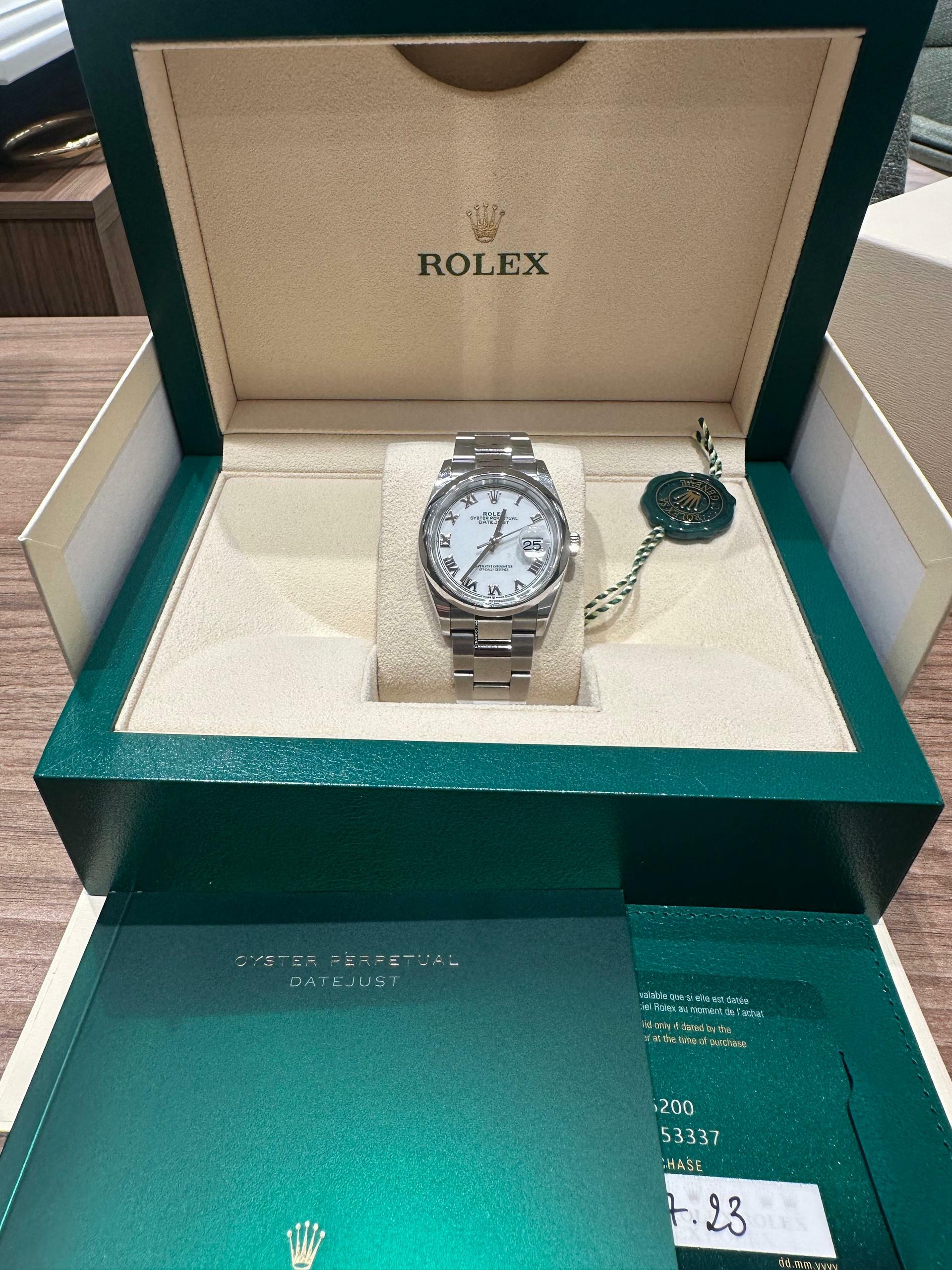Rolex Datejust 36 Ref.126200 White Roman Index 2023