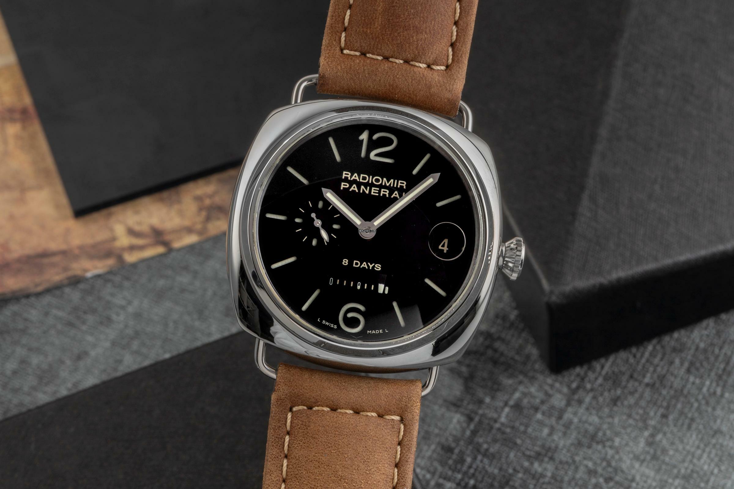 Panerai Radiomir 8 Days Handaufzug Edelstahl Herrenuhr Ref. PAM00268 B&P 2008