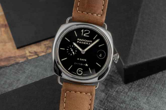  Panerai Radiomir 8 Days Handaufzug Edelstahl Herrenuhr Ref. PAM00268 B&P 2008  
